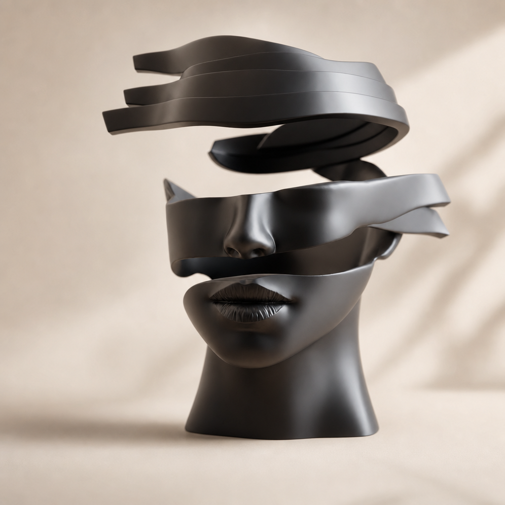 Escultura Rosto Fragmentado Surreal